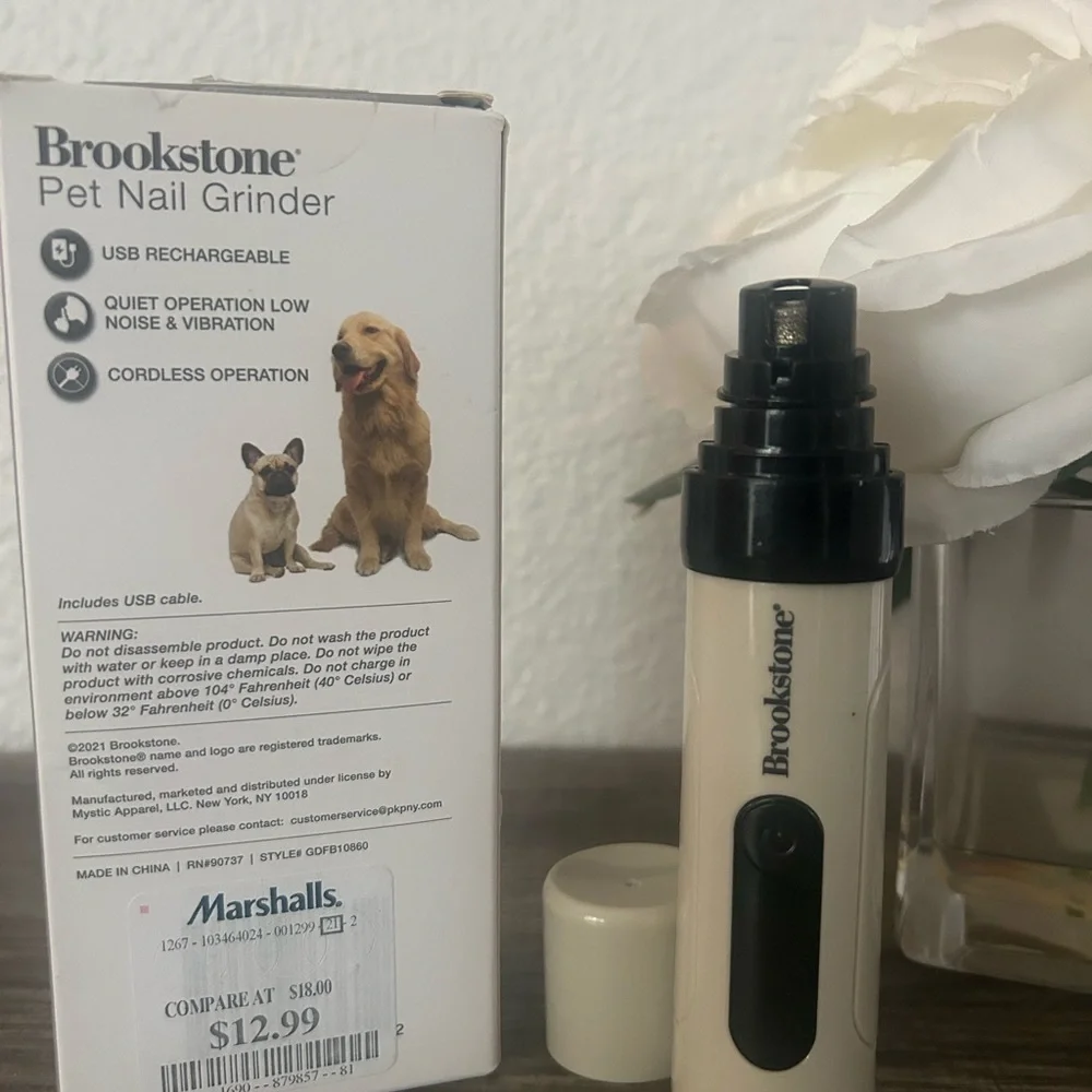 Brookstone USB Pet Nail Grinder in Black and Cream